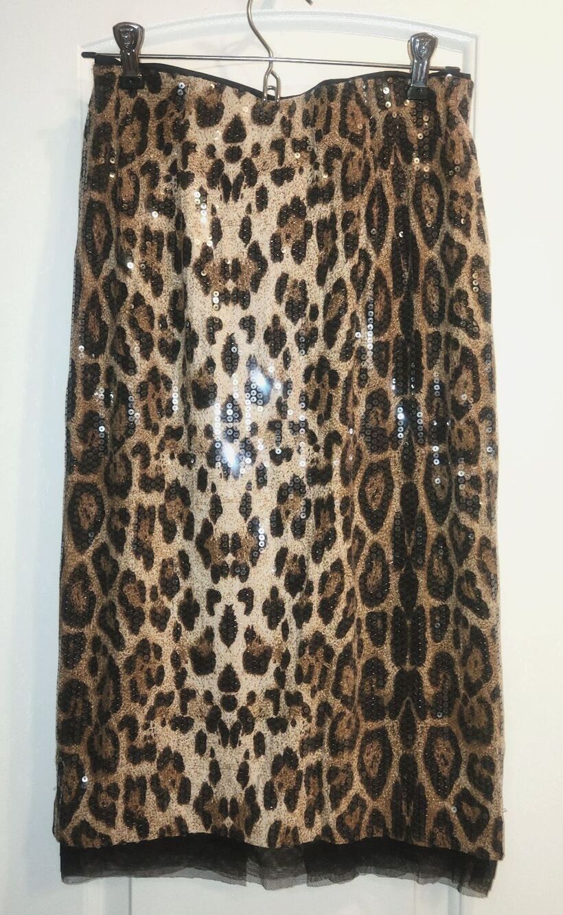 NWT Grey Lab x Anthropologie Sequin Leopard Print Midi Skirt Animal Print- Small - Picture 3 of 13